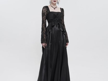 Deadly Celebrations Lace Sleeve Black Dress by Eva Lady Online now