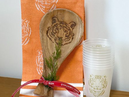 Tiger Hostess Gift Bundle - Towel, Cups, & Spoon Rest For Cheap