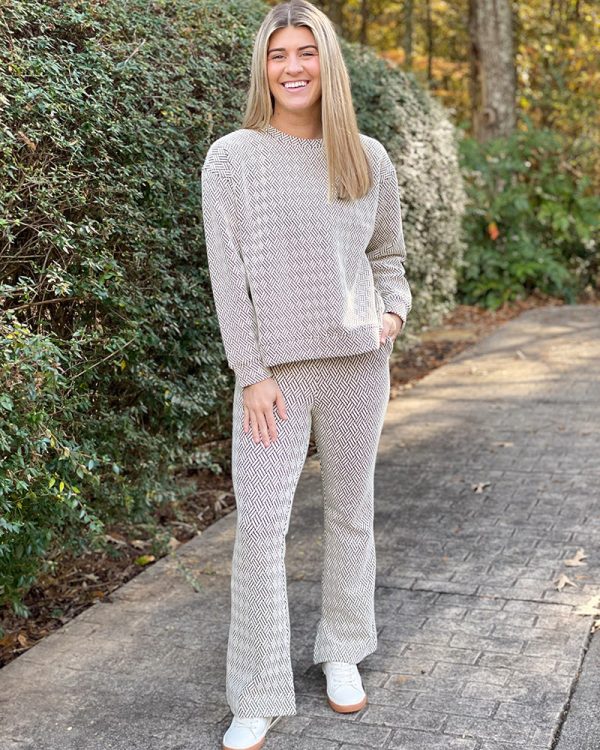 Textured Long Sleeve Top - Neutral For Cheap