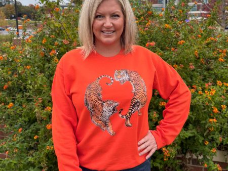 Tiger Love Sweatshirt - Orange Sale