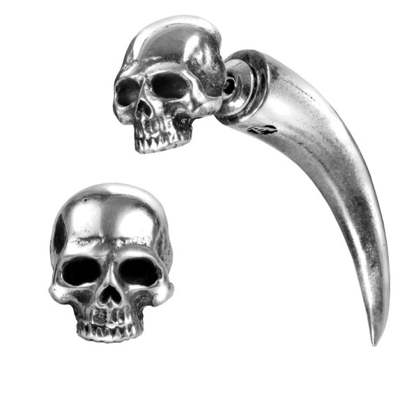 Tomb Skull Horn Earring by Alchemy Gothic Online