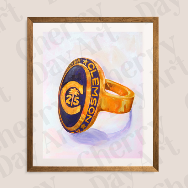 2025 Clemson Ring Print by Cherry Day Art Fashion