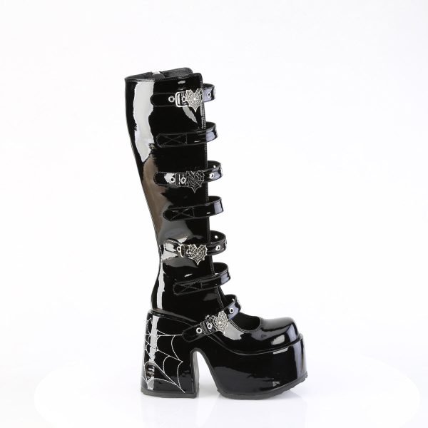 CAMEL-223 Spiderweb Heart Knee High Platform Shoes by Demonia Hot on Sale