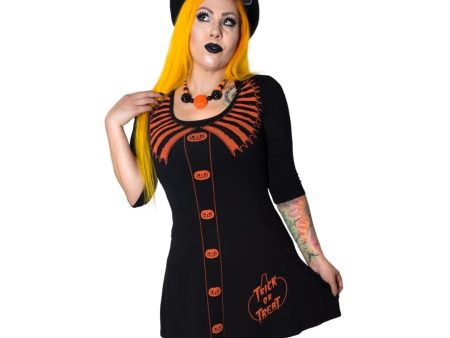 Trick Or Treat Flare 3 4 Sleeve Dress by Kreepsville 666 Cheap