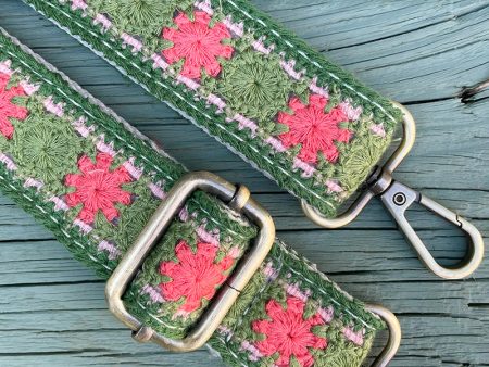 Crocheted Floral Purse Strap Online now