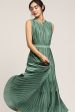 Sleeveless Split Neck Long Dress with Pleated Detail Discount