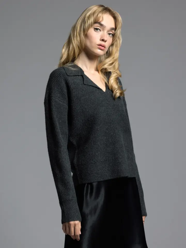 Rae Notched Collar Sweater Supply