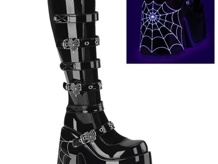 CAMEL-223 Spiderweb Heart Knee High Platform Shoes by Demonia Hot on Sale