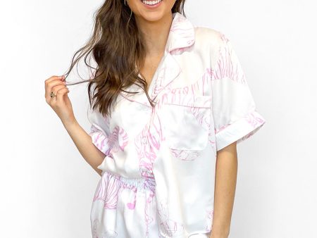 Tiger Satin Pajama Shirt - White Sale