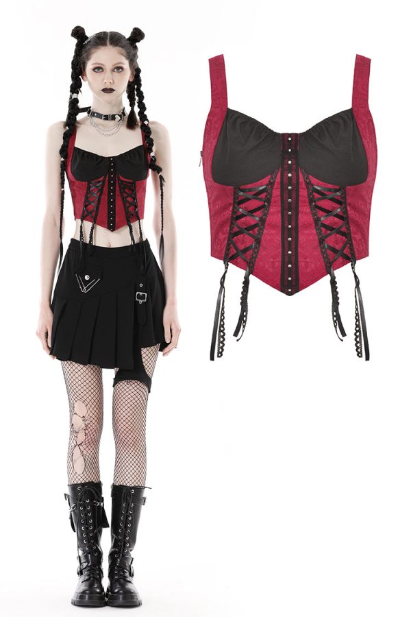 Caught Red Handed Gothic Corset Top by Dark In Love Discount