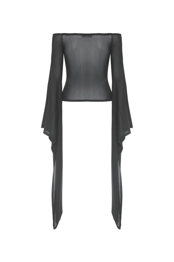 Cries From The Crypt Gothic Mesh Bell Sleeve Top by Dark In Love Hot on Sale