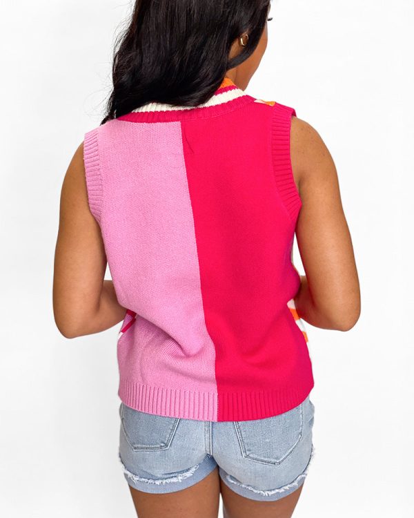 Cali Colorblock Print Sweater Vest For Discount