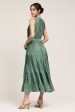 Sleeveless Split Neck Long Dress with Pleated Detail Discount