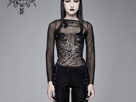 Nightmare Sheer Skull Top by Devil Fashion Cheap