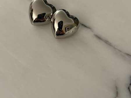 Large Silver Heart Earrings For Discount