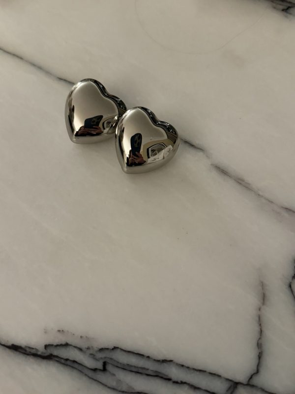 Large Silver Heart Earrings For Discount