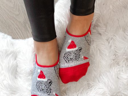 Cozy Christmas No Show Socks - Tiger Santa Discount