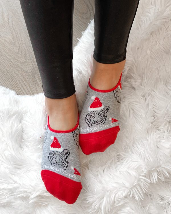 Cozy Christmas No Show Socks - Tiger Santa Discount