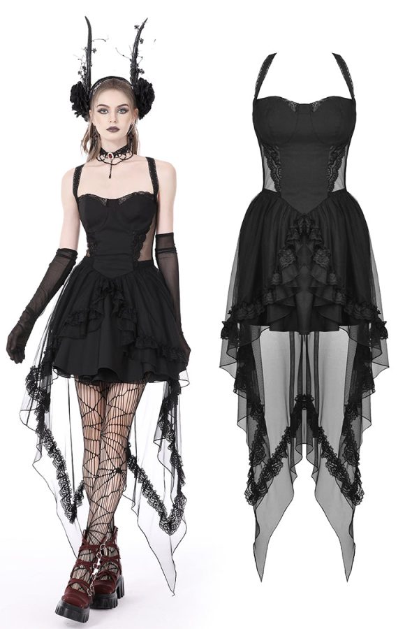 Dancing Sparrow Black Mesh Dress by Dark In Love Discount