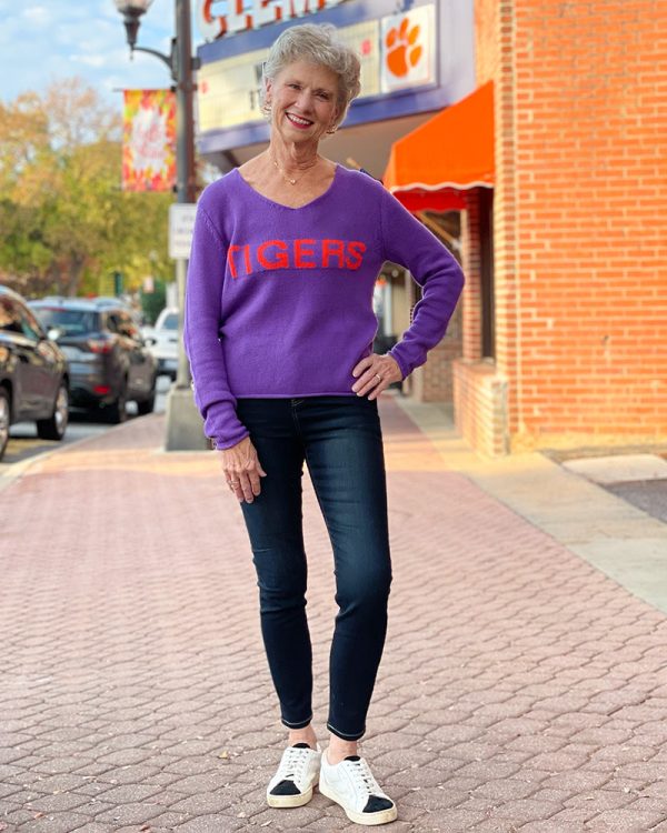 Best Game Sweater - Tigers Block Letters - Purple Hot on Sale