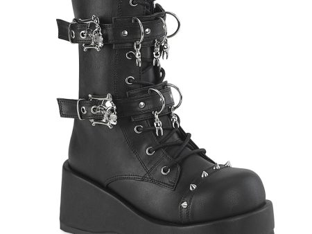 CUBBY-54 Skull Buckle Ankle Boots by Demonia Discount