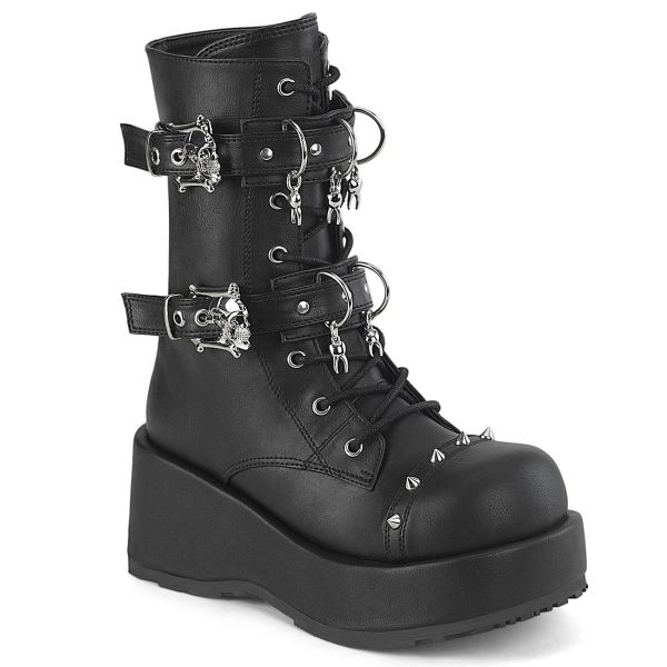 CUBBY-54 Skull Buckle Ankle Boots by Demonia Discount