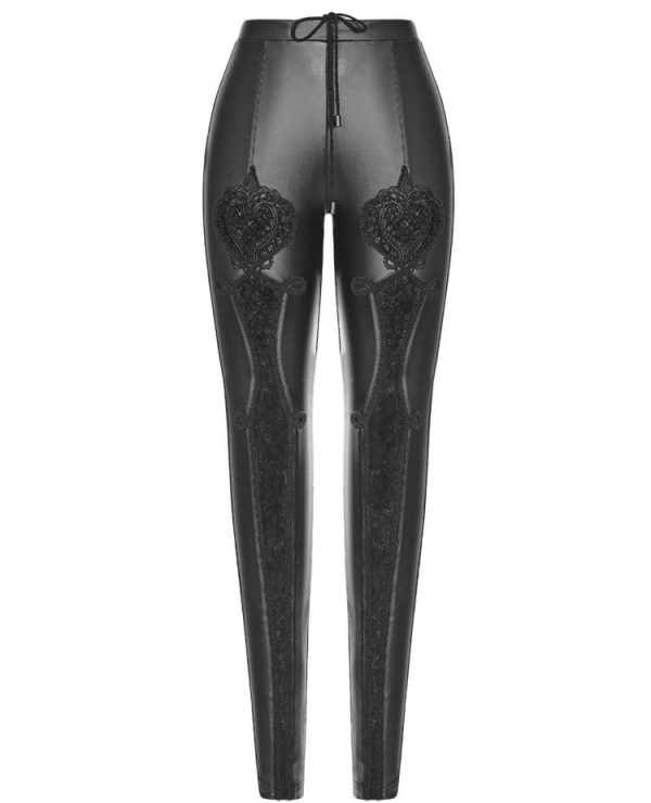 Cathedral Arch Faux Leather Leggings - Black by Punk Rave Online now