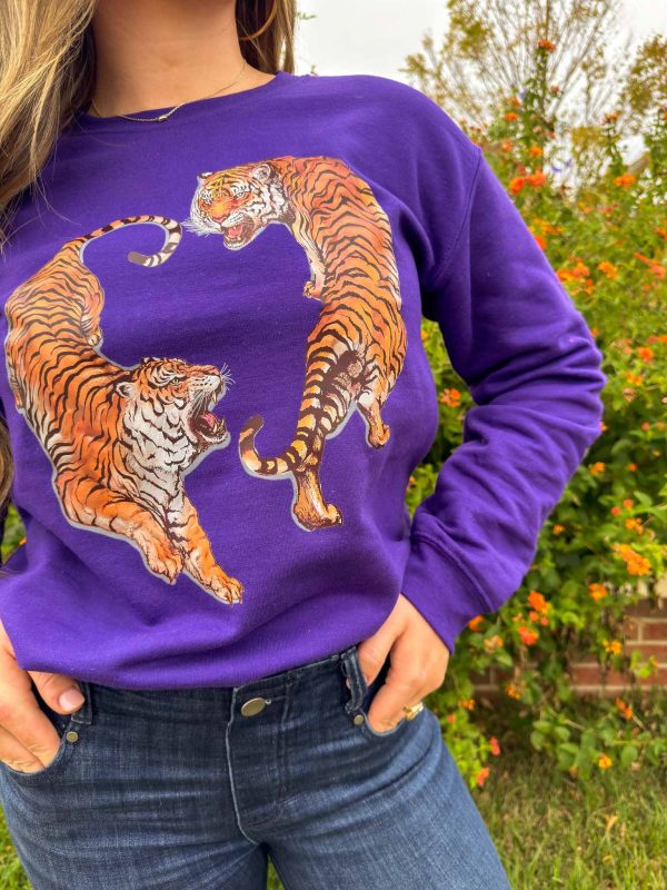 Tiger Love Sweatshirt - Purple Discount