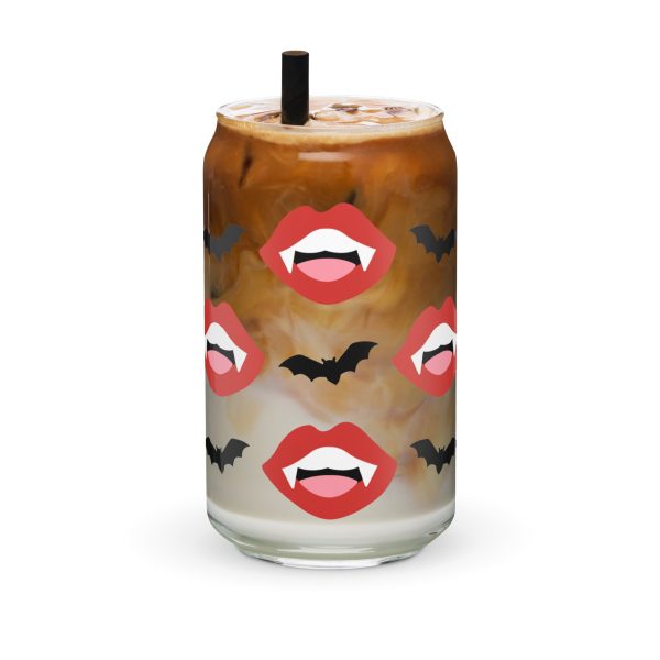 Vampire Fangs & Bats Glass Can Cup by The Dark Side of Fashion Hot on Sale