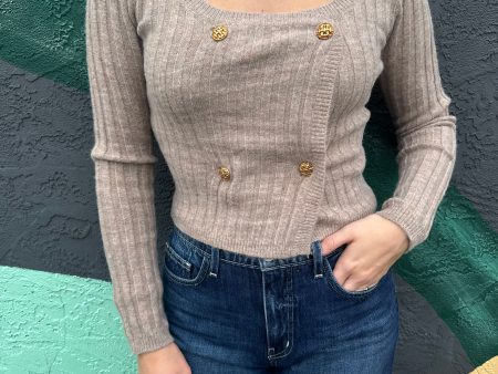 Taupe Button Sweater Online Hot Sale