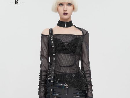 Coffin Cutie Rushed Mesh Top by Devil Fashion For Sale