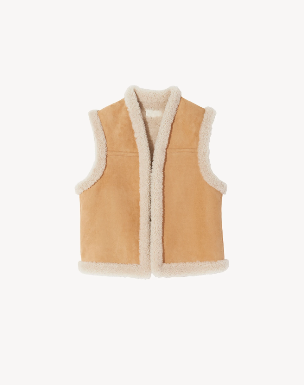 Jesse Shearling Vest, Beige For Cheap