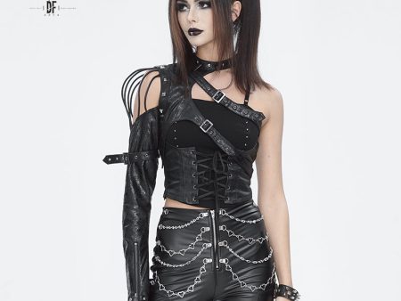 Zaria Gothic Harness Black Sleeve Top by Devil Fashion Cheap