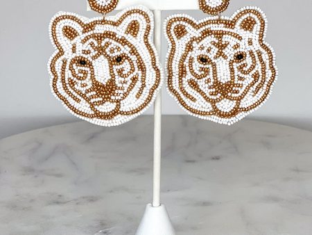 Tiger Face Beaded Earrings For Discount