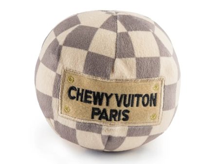 Checker Chewy Vuiton Ball Squeaker Dog Toy on Sale