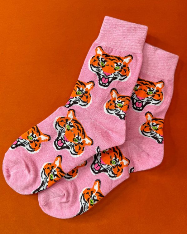 Women s Tiger Crew Socks - Pink For Discount