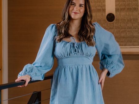 Ashtyn Ruched Mini Dress | Light Denim Online