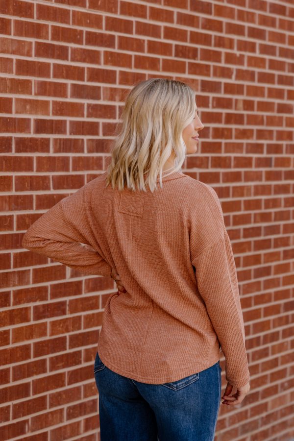 Delaney Waffle Knit Top | Terracotta Online Sale