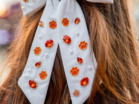 Brianna Cannon Clemson Bow Barrette - White For Sale