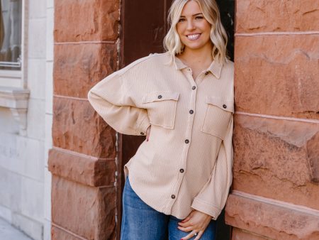 Kelsey Button Down Shacket | Taupe Hot on Sale