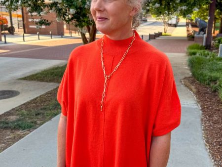 Caroline Knitted Top - Flame Orange Hot on Sale