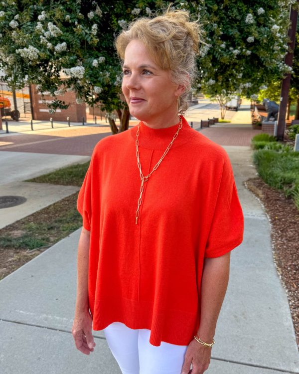 Caroline Knitted Top - Flame Orange Hot on Sale