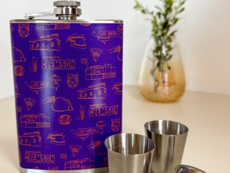 Tigertown Toile Flask Set - Purple Online Sale