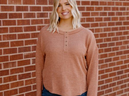 Delaney Waffle Knit Top | Terracotta Online Sale