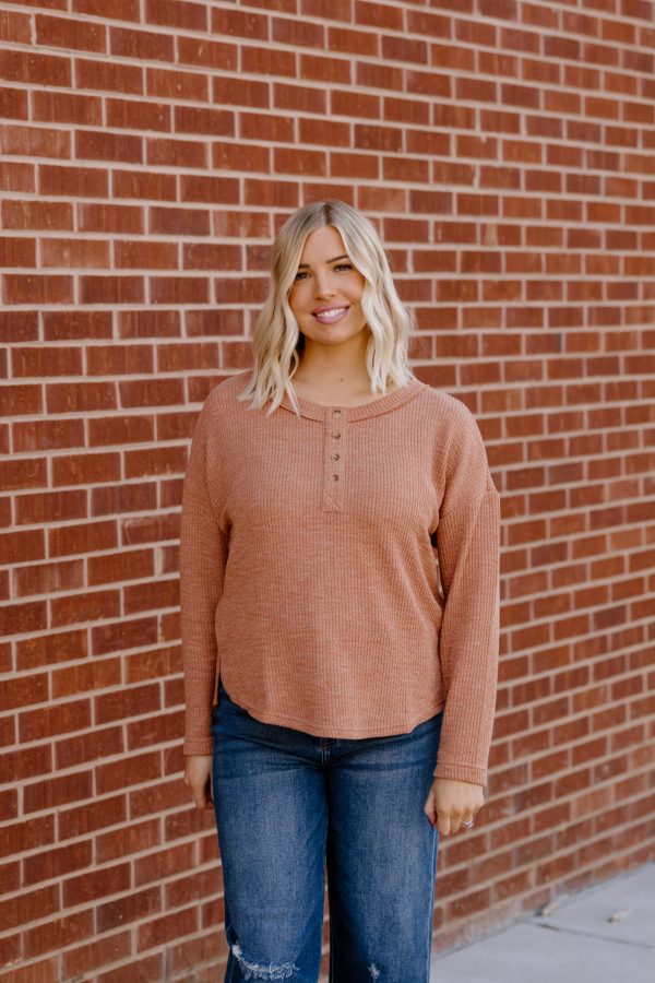 Delaney Waffle Knit Top | Terracotta Online Sale