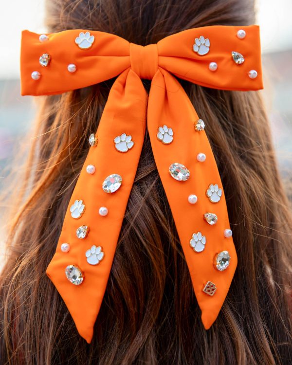 Brianna Cannon Clemson Bow Barrette - Orange Hot on Sale